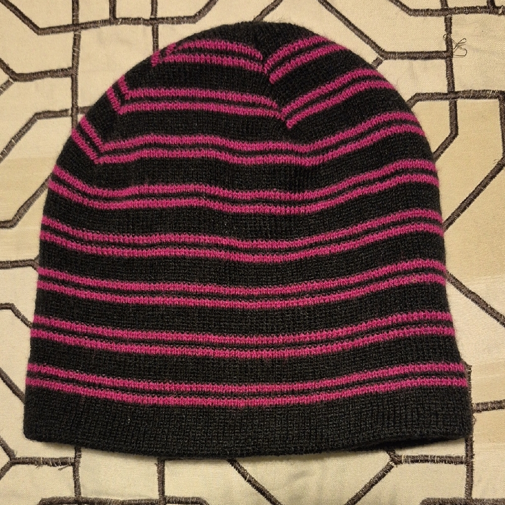 Blue and Pink Striped Beanie